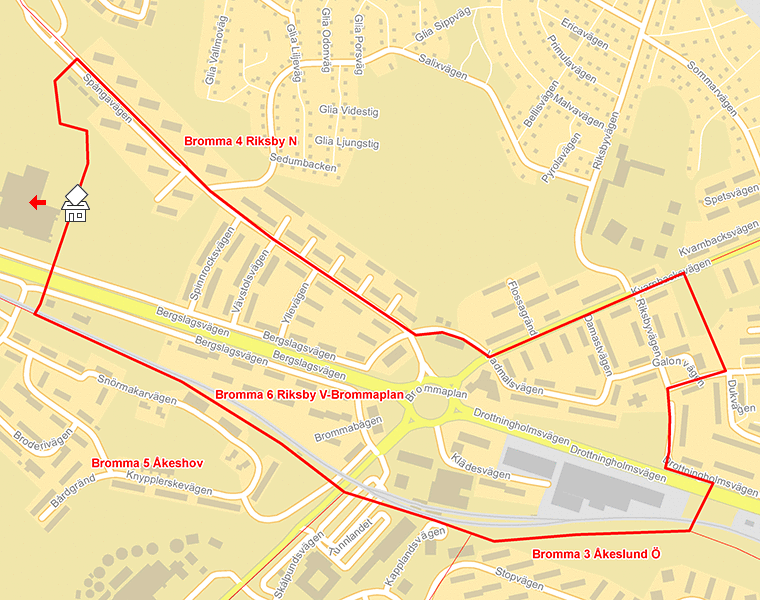 Karta över Bromma 6 Riksby V-Brommaplan