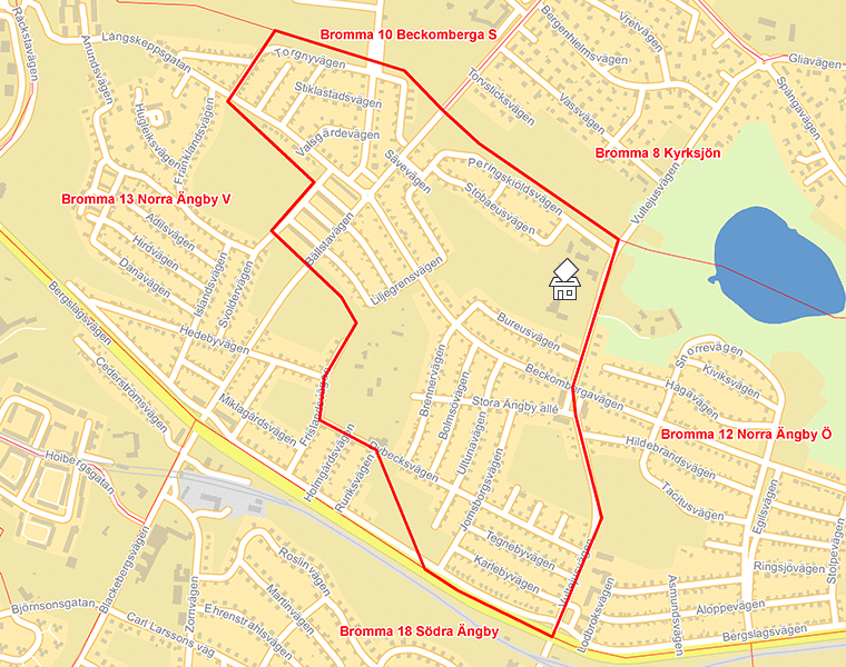 Karta över Bromma 11 Norra Ängby mellersta