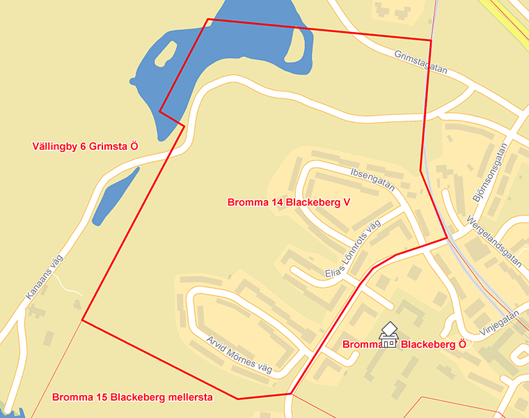 Karta över Bromma 14 Blackeberg V