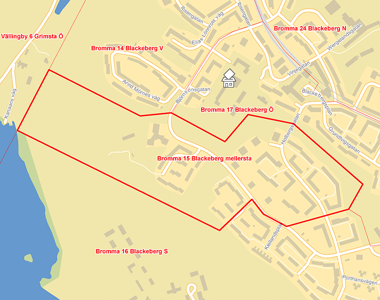 Karta över Bromma 15 Blackeberg mellersta