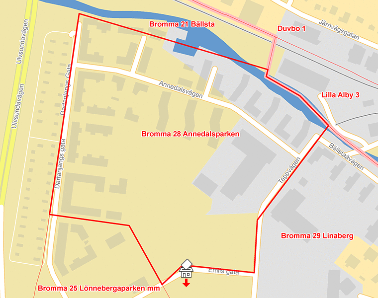 Karta över Bromma 28 Annedalsparken