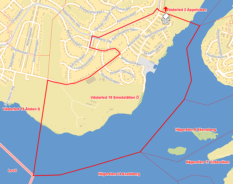 Karta över Västerled 19 Smedslätten Ö
