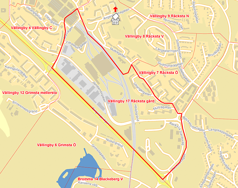 Karta över Vällingby 17 Råcksta gård