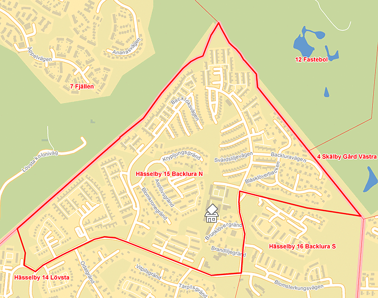 Karta över Hässelby 15 Backlura N