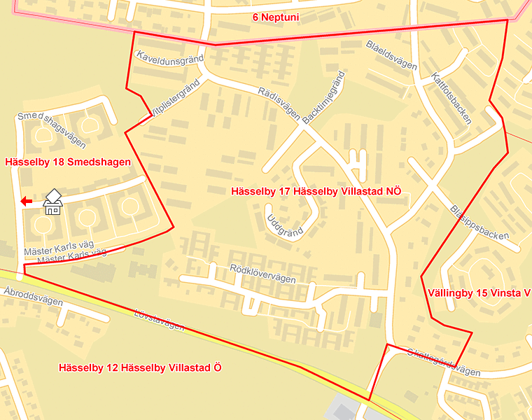 Karta över Hässelby 17 Hässelby Villastad NÖ