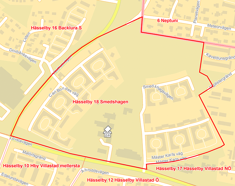 Karta över Hässelby 18 Smedshagen