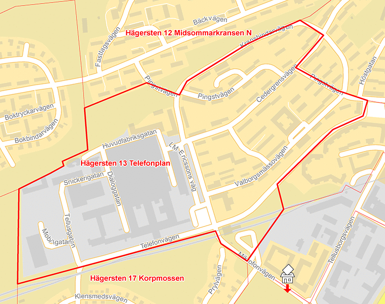 Karta över Hägersten 13 Telefonplan