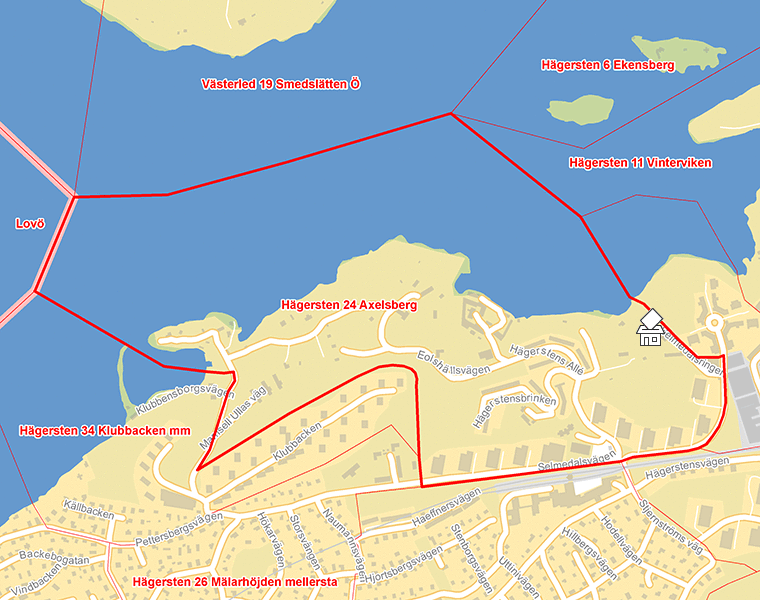 Karta över Hägersten 24 Axelsberg