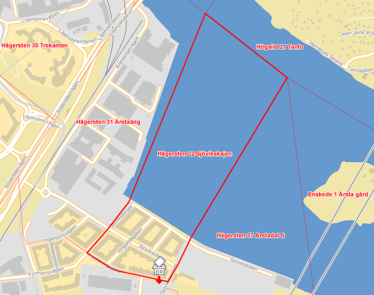 Karta över Hägersten 32 Sjövikskajen