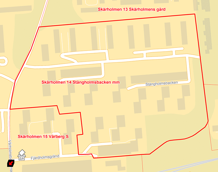 Karta över Skärholmen 14 Stångholmsbacken mm