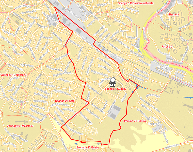 Karta över Spånga 1 Sundby