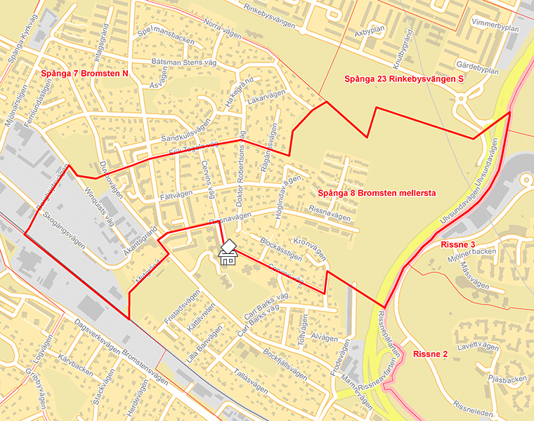 Karta över Spånga 8 Bromsten mellersta