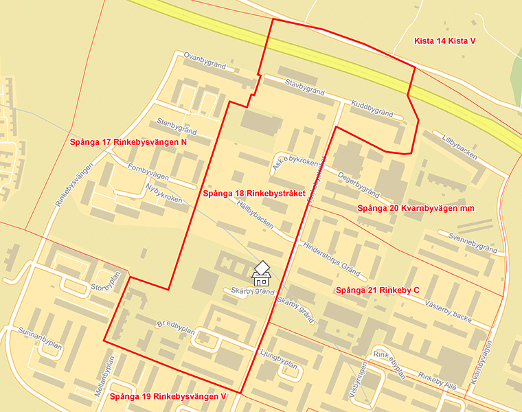 Karta över Spånga 18 Rinkebystråket