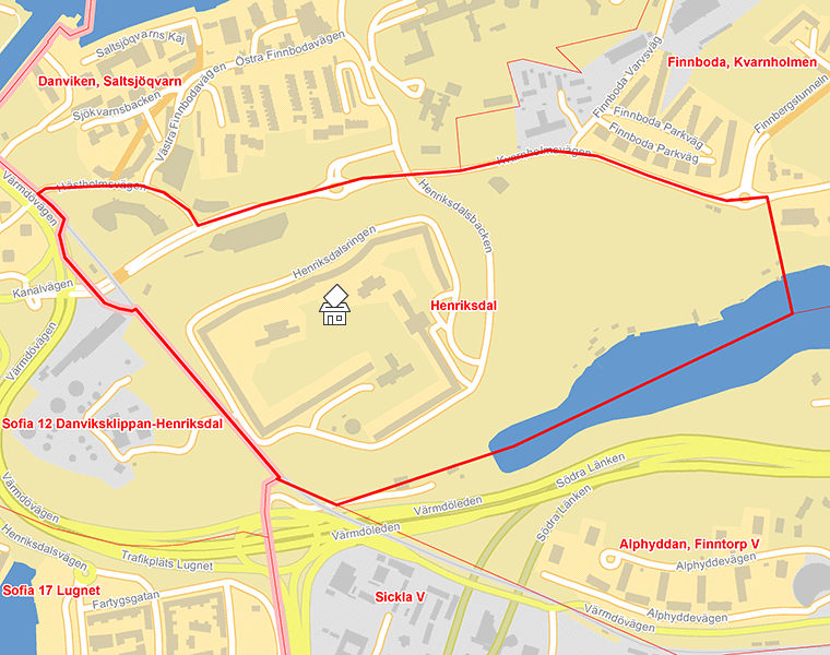 Karta över Henriksdal
