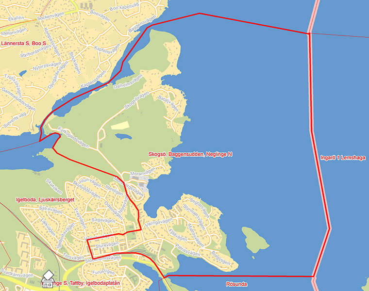 Karta över Skogsö, Baggensudden, Neglinge N
