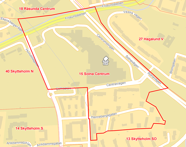 Karta över 15 Solna Centrum