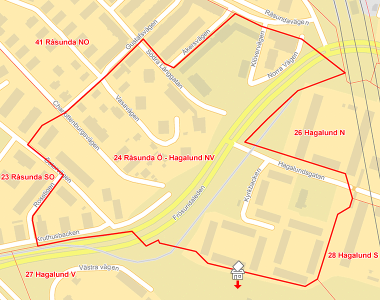 Karta över 24 Råsunda Ö - Hagalund NV