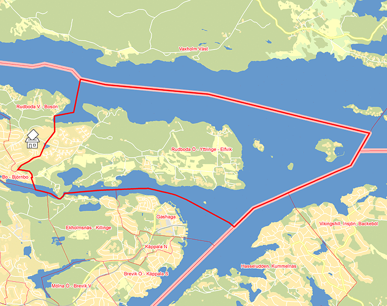 Karta över Rudboda Ö - Yttringe - Elfvik