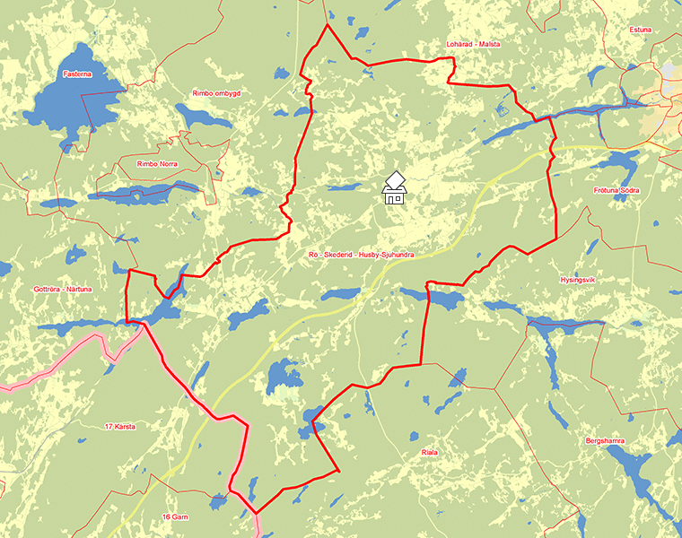 Karta över Rö - Skederid - Husby-Sjuhundra
