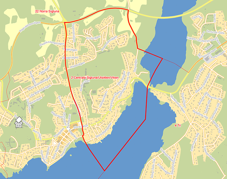 Karta över 2 Centrala Sigtuna/Utsikten/Viken