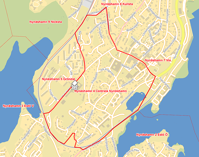 Karta över Nynäshamn 4 Centrala Nynäshamn
