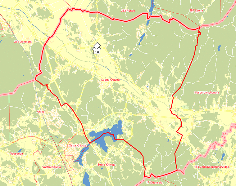 Karta över Lagga-Östuna