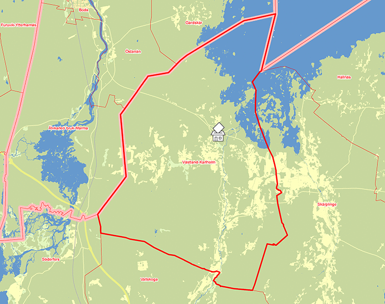 Karta över Västland-Karlholm