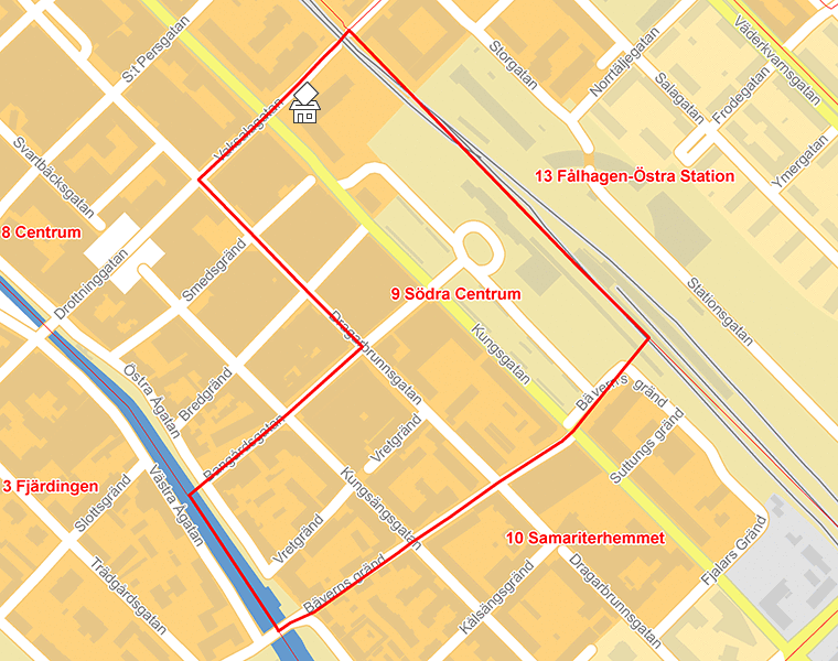 Karta över 9 Södra Centrum