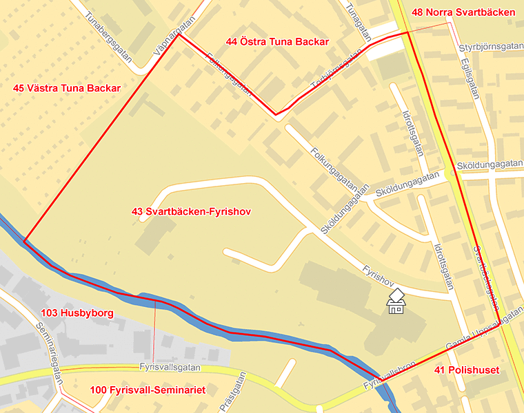 Karta över 43 Svartbäcken-Fyrishov