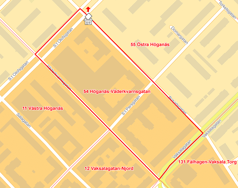 Karta över 54 Höganäs-Väderkvarnsgatan