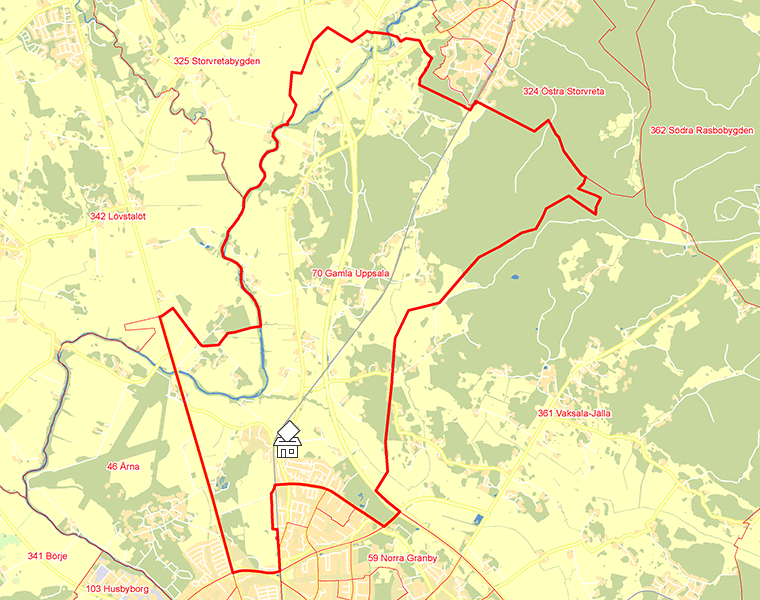 Karta över 70 Gamla Uppsala