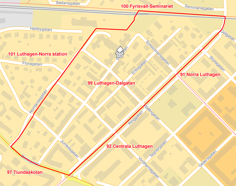 Karta över 99 Luthagen-Dalgatan