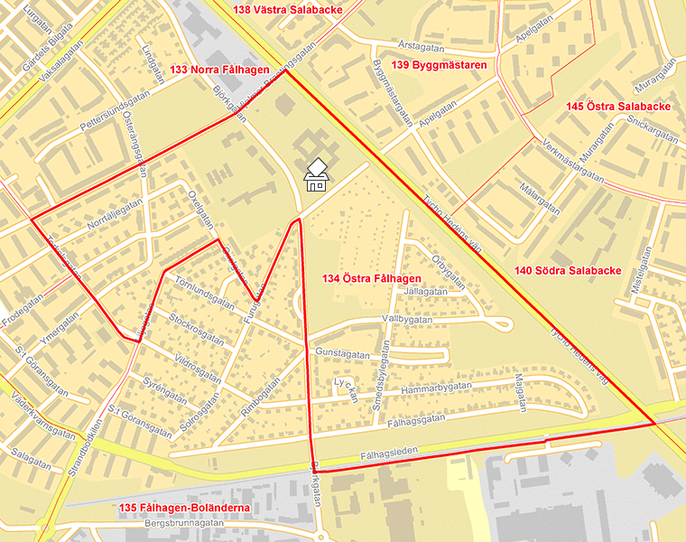 Karta över 134 Östra Fålhagen