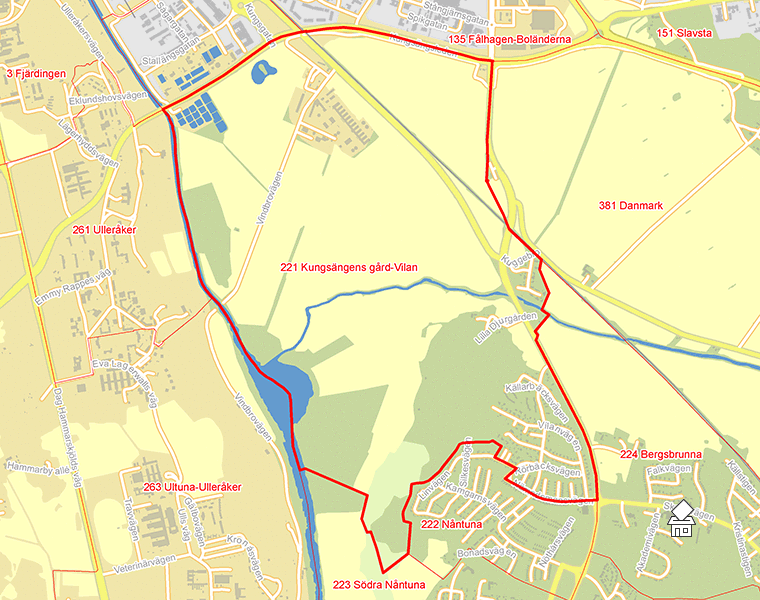 Karta över 221 Kungsängens gård-Vilan
