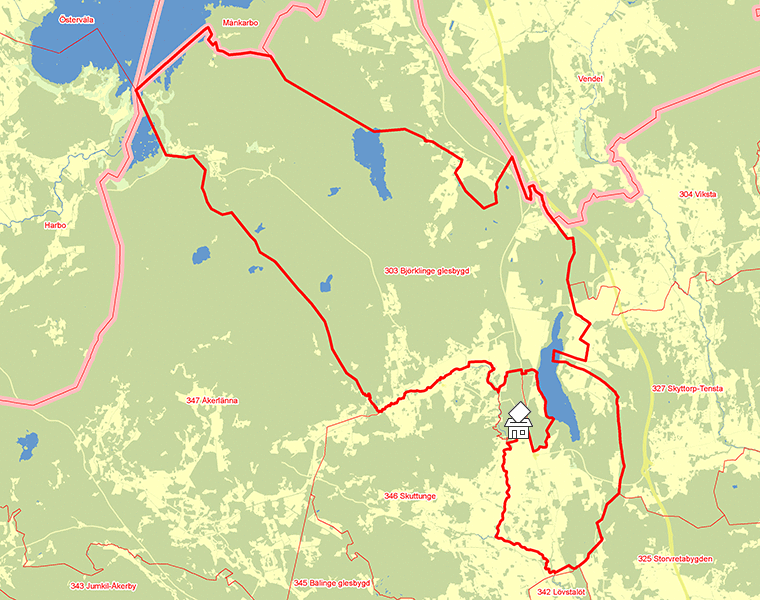 Karta över 303 Björklinge glesbygd