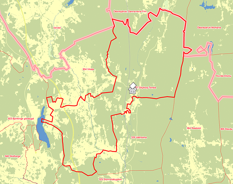 Karta över 327 Skyttorp-Tensta