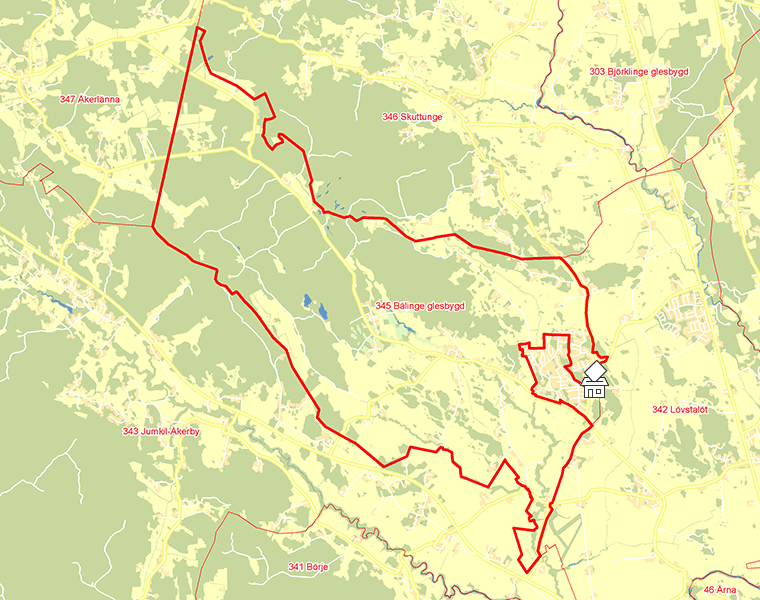 Karta över 345 Bälinge glesbygd