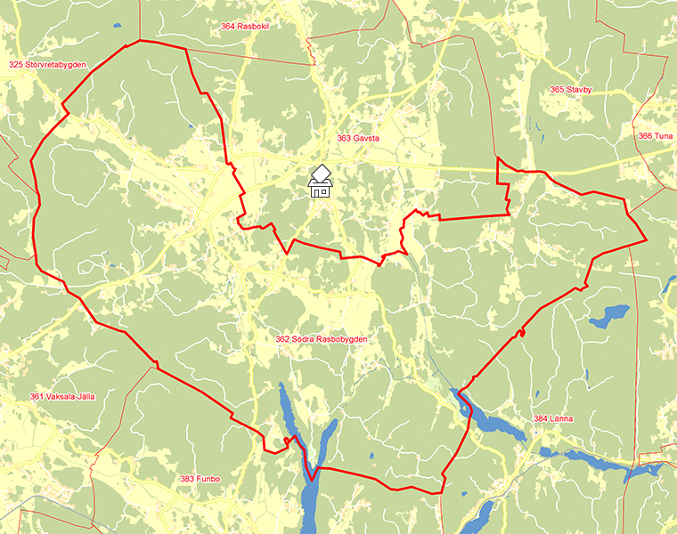 Karta över 362 Södra Rasbobygden