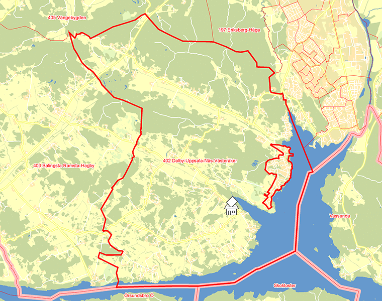Karta över 402 Dalby-Uppsala-Näs-Västeråker