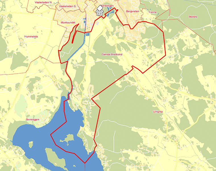 Karta över Gånsta-Bredsand
