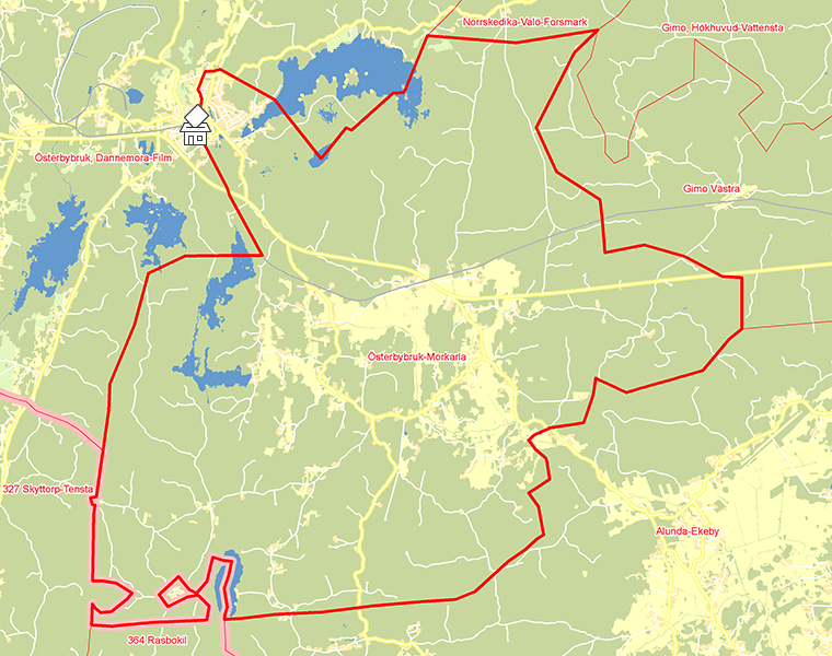Karta över Österbybruk-Morkarla