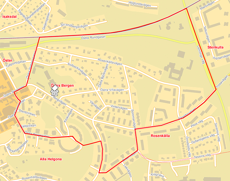 Karta över Östra Bergen