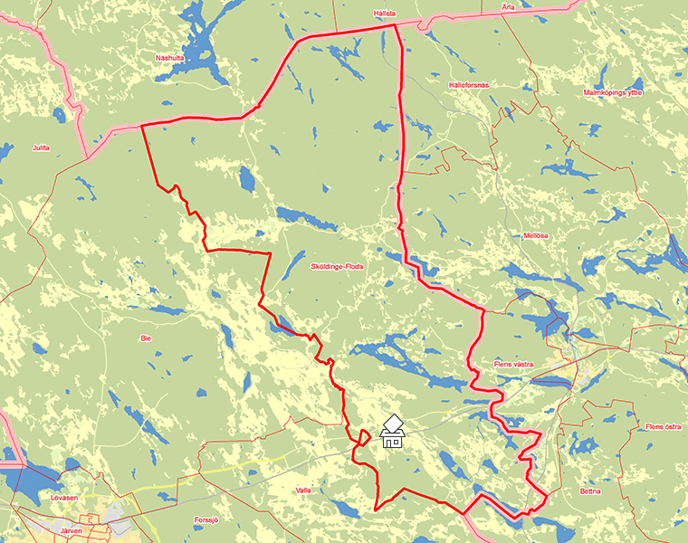 Karta över Sköldinge-Floda