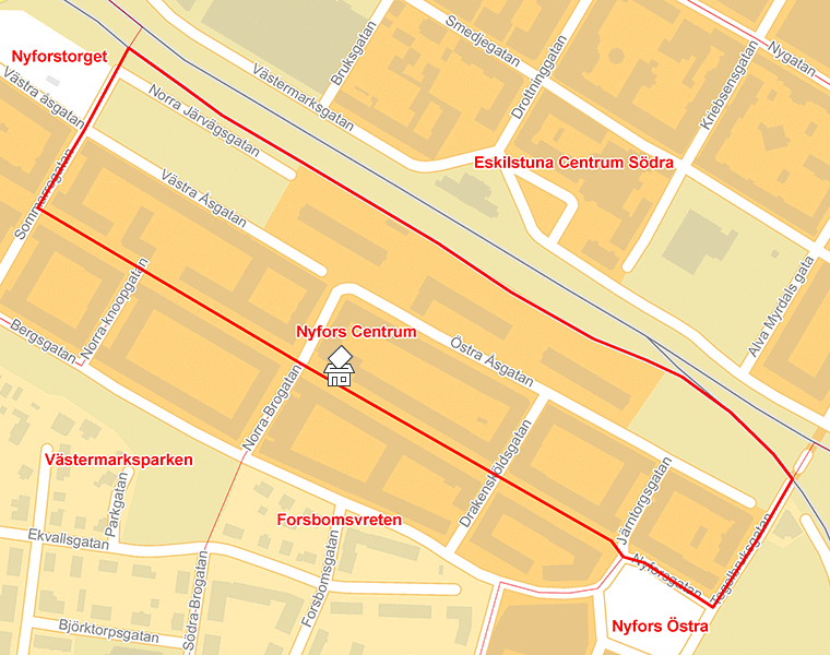 Karta över Nyfors Centrum