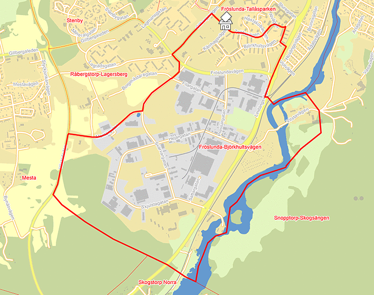 Karta över Fröslunda-Björkhultsvägen