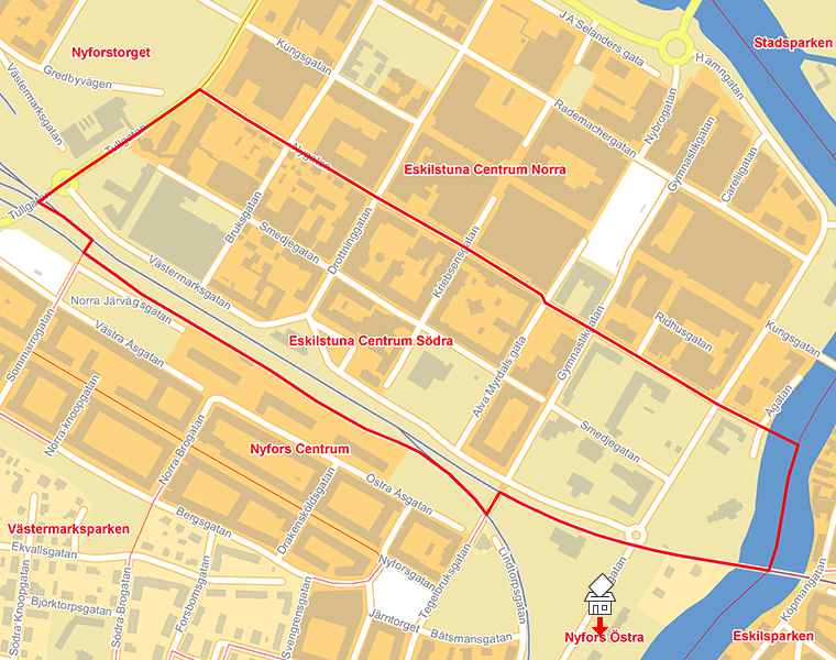Karta över Eskilstuna Centrum Södra