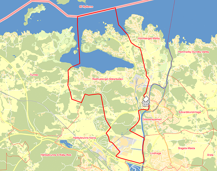 Karta över Rådhustorget-Mälarbaden