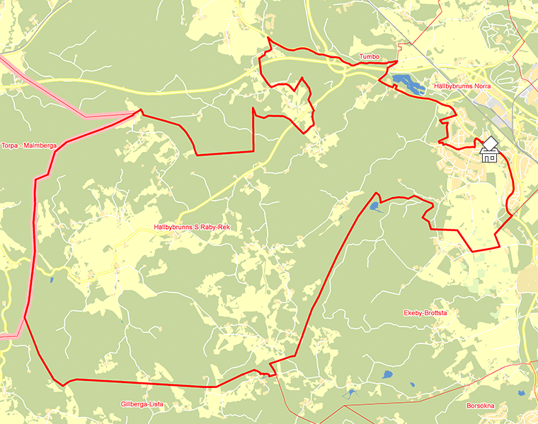 Karta över Hällbybrunns S Råby-Rek