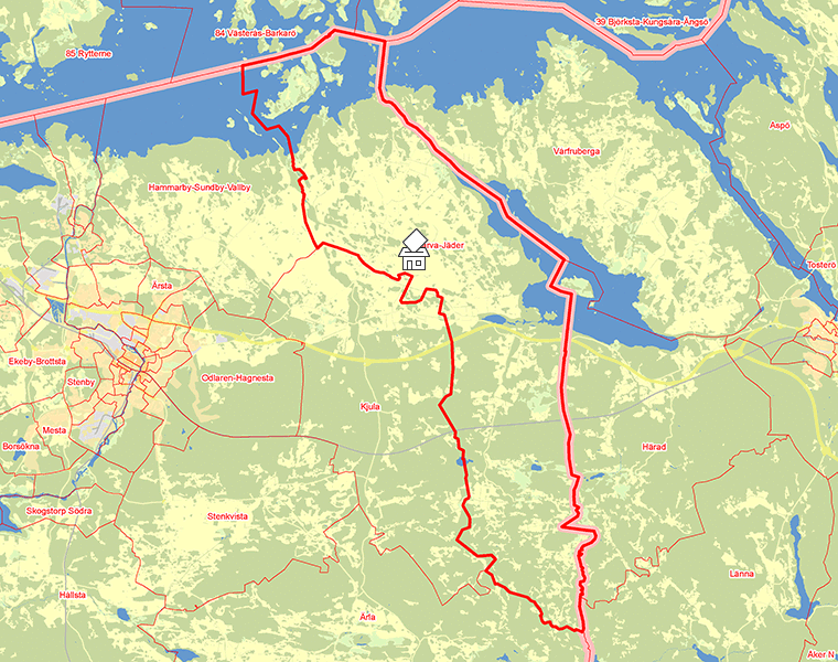 Karta över Barva-Jäder