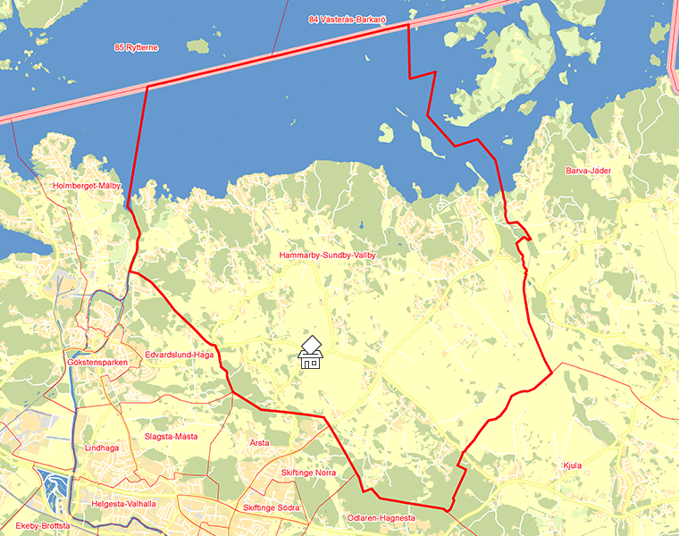 Karta över Hammarby-Sundby-Vallby